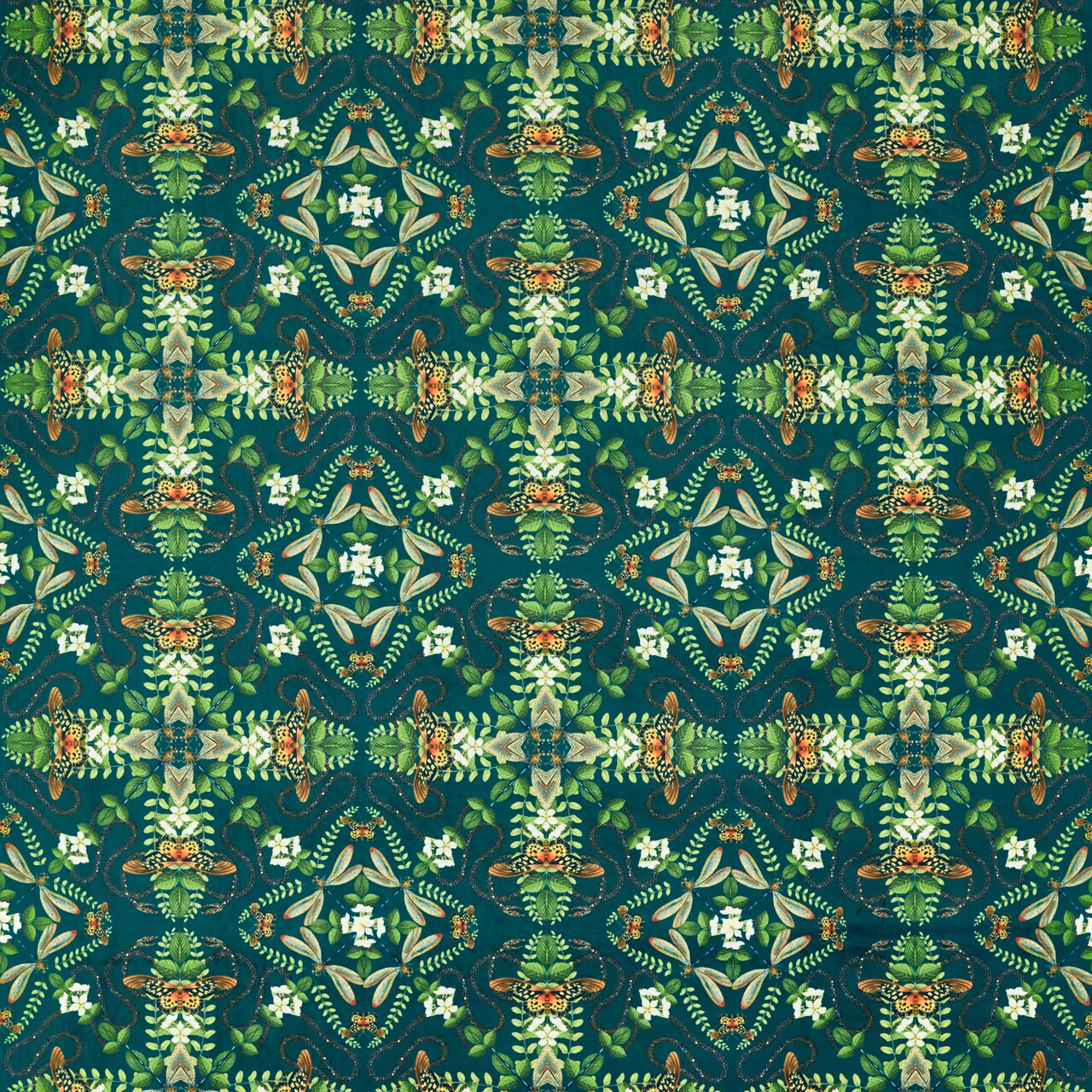 1 Yard Teal Velvet Animal Novelty Polyester Fabric 54 inch Width